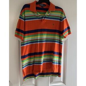 Vtg Ralph Lauren Mens L  Striped Color Block Golf Polo Cotton